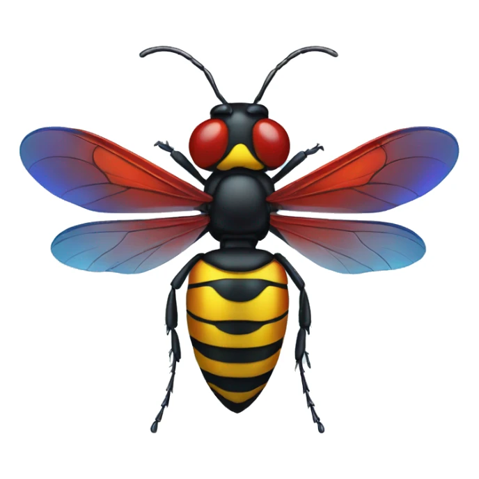 German black red yellow Wasp blue iridescent wings sticker