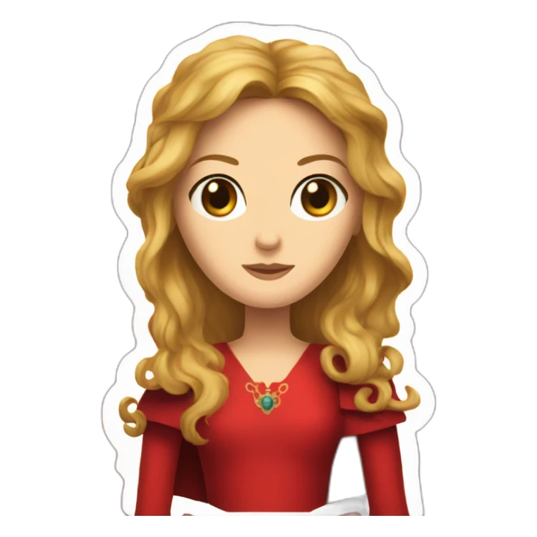 Cersei lannister red dress and a crowm evil face sticker