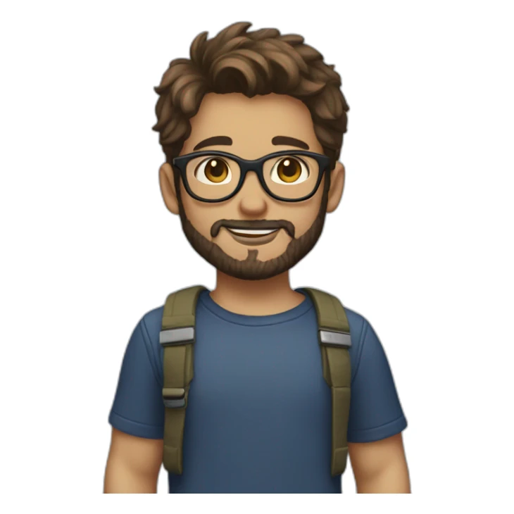 boy with spects and beard normal hair shirt of avengers sticker