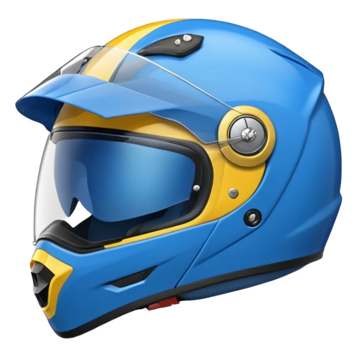 emoji capacete de moto azul (use a cor no HEX/HTML #1440FF) e com detalhes amarelo (use a cor no HEX/HTML #FFA814), com maior predominância no azul  sticker