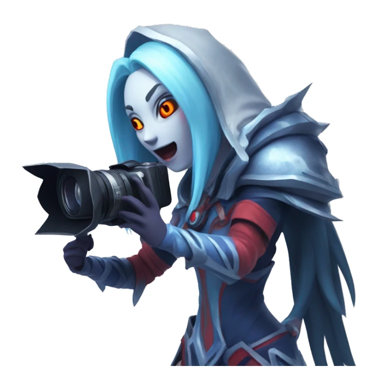 Vengeful Spirit from dota 2 holding a video camera sticker