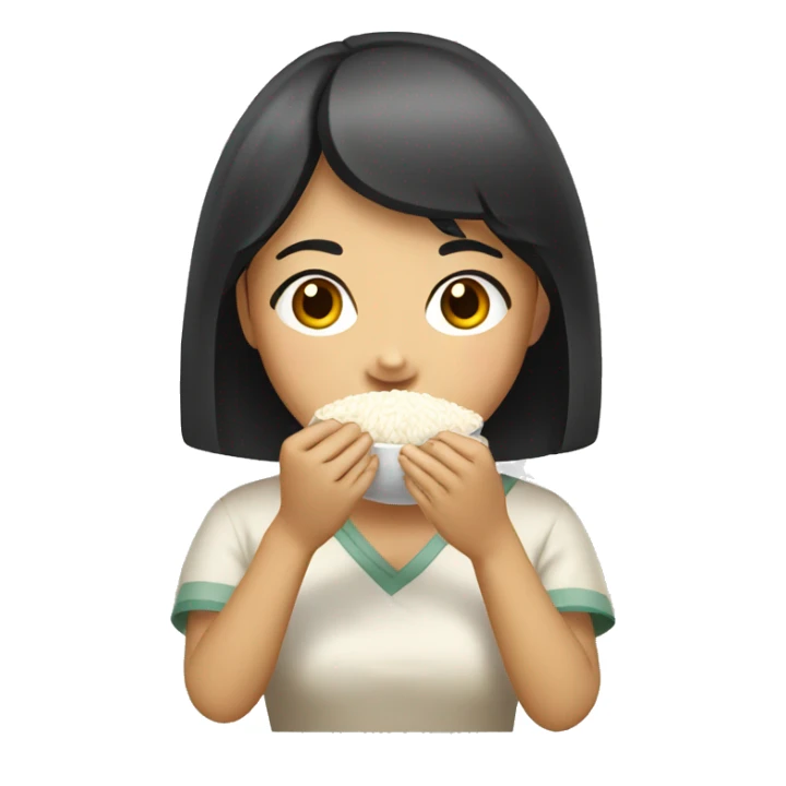 asian girl eating rice  sticker