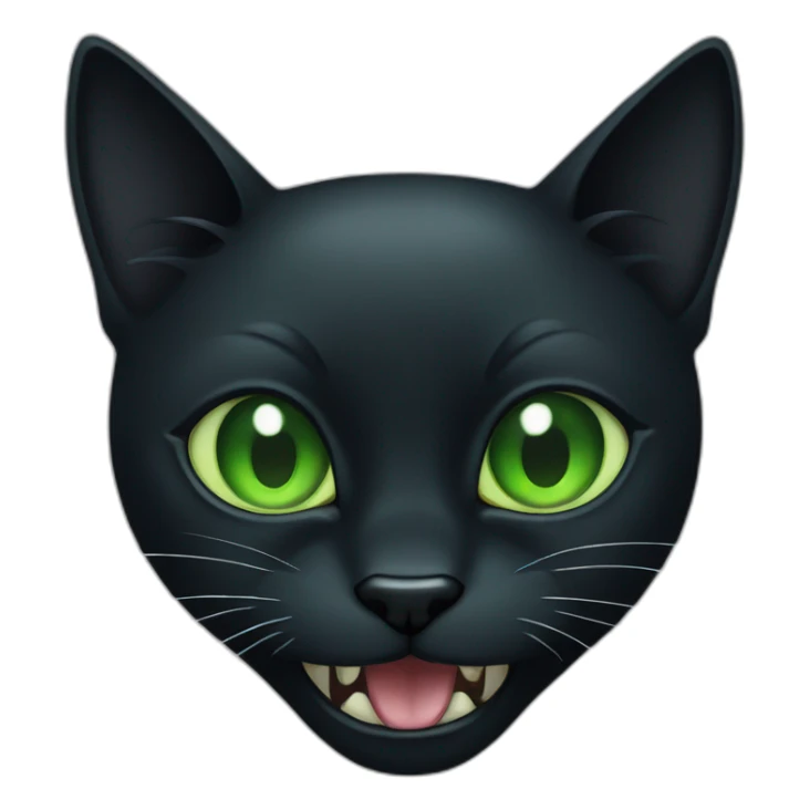 black cat with green eyes and fangs sticker