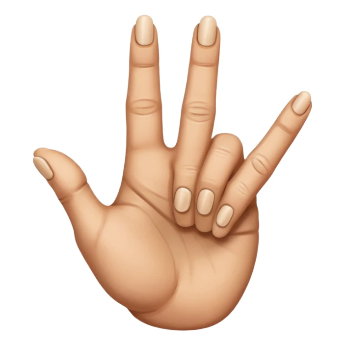 hand with rock symbol with the middle and index finger crossing over, middle behind index sticker