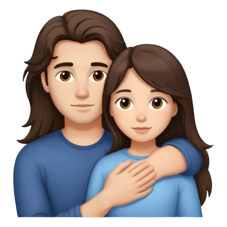 brunette long haired girl and her brunette boyfreind normal hair cuddling sticker