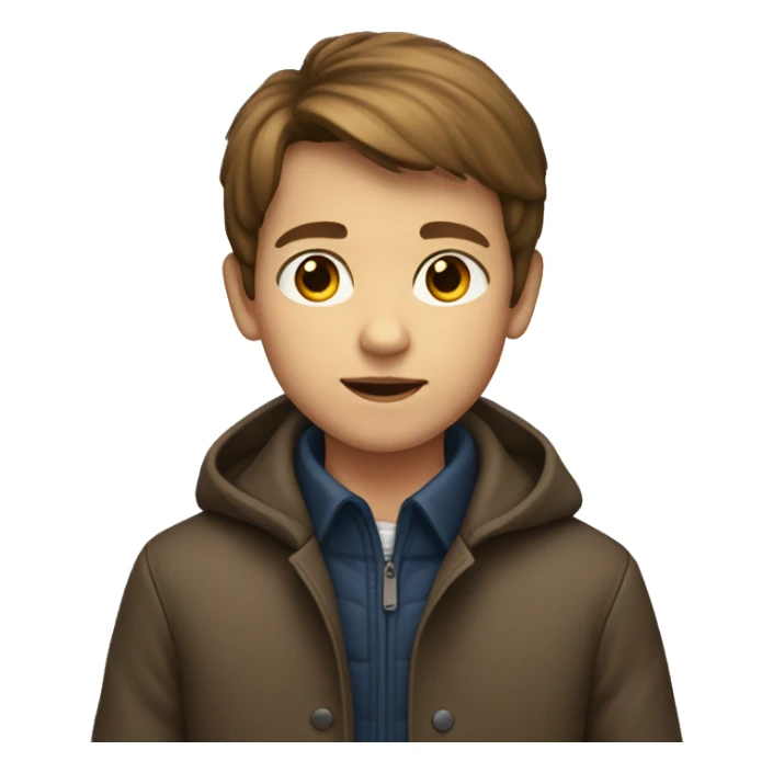 Boy in a coat and light eyes, brown hair sticker