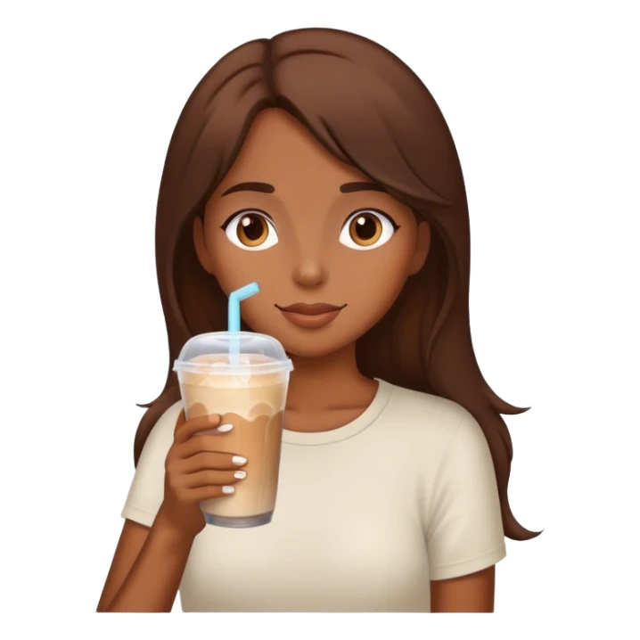 Brown girl brown hair ice latte sticker