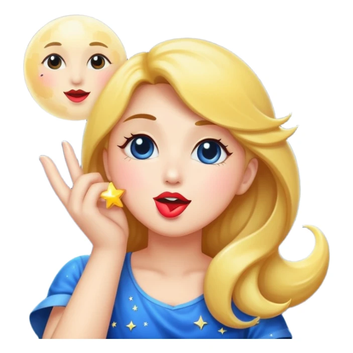 moon blowing a kiss of star sparkles sticker