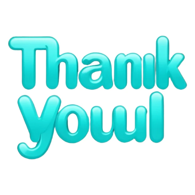 THE WORDS THANK YOU IN NEON TEAL RESEMBLING A NEON SIGN sticker