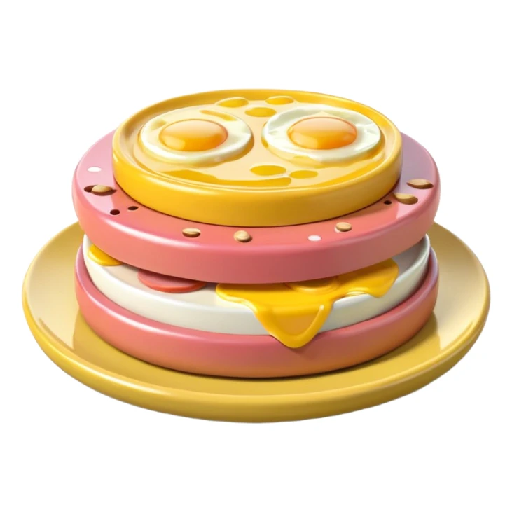 Toki Doki kawaii SPAM and eggs plate sculpture art sticker
