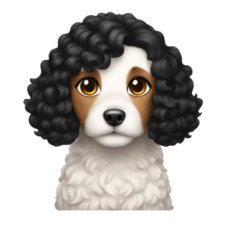 A beautiful girl with black hair with a cavoodle sticker