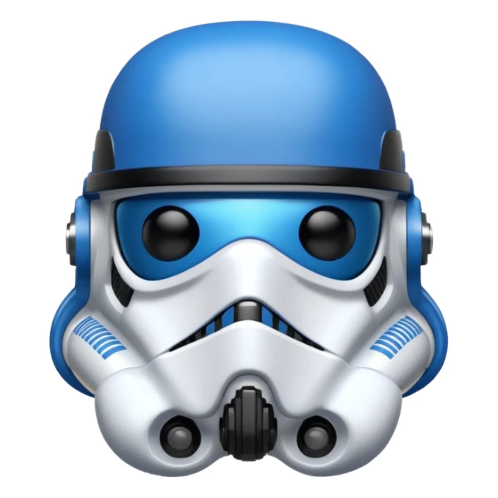 a blueberry wearing a black storm trooper helmet sticker