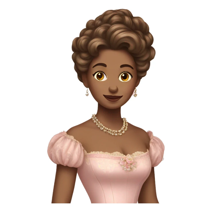 vintage rococo mixed woman with brown hair in a light pink gown  sticker