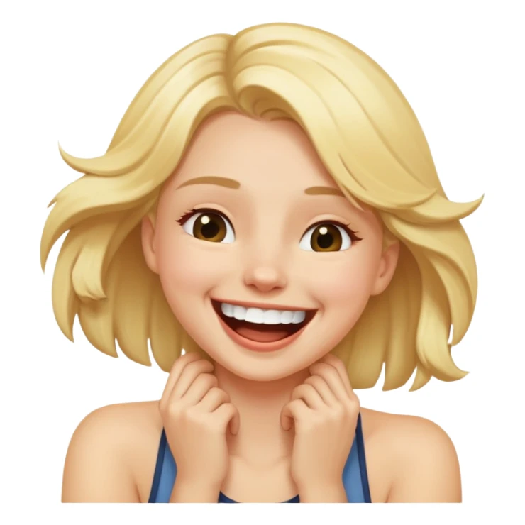 blonde girl holding her neck and laughing  sticker