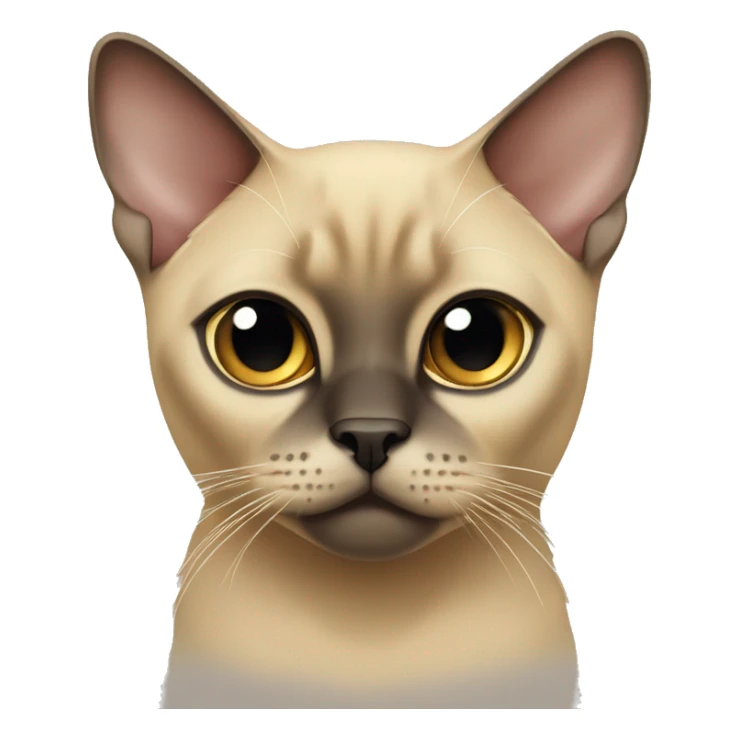 Burmese cat of beige color with dark ears and nose sticker