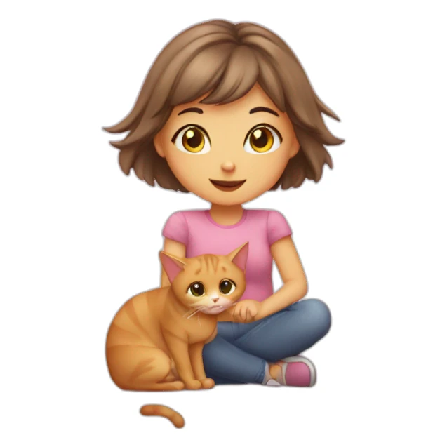 cat with girl in lov with he sticker