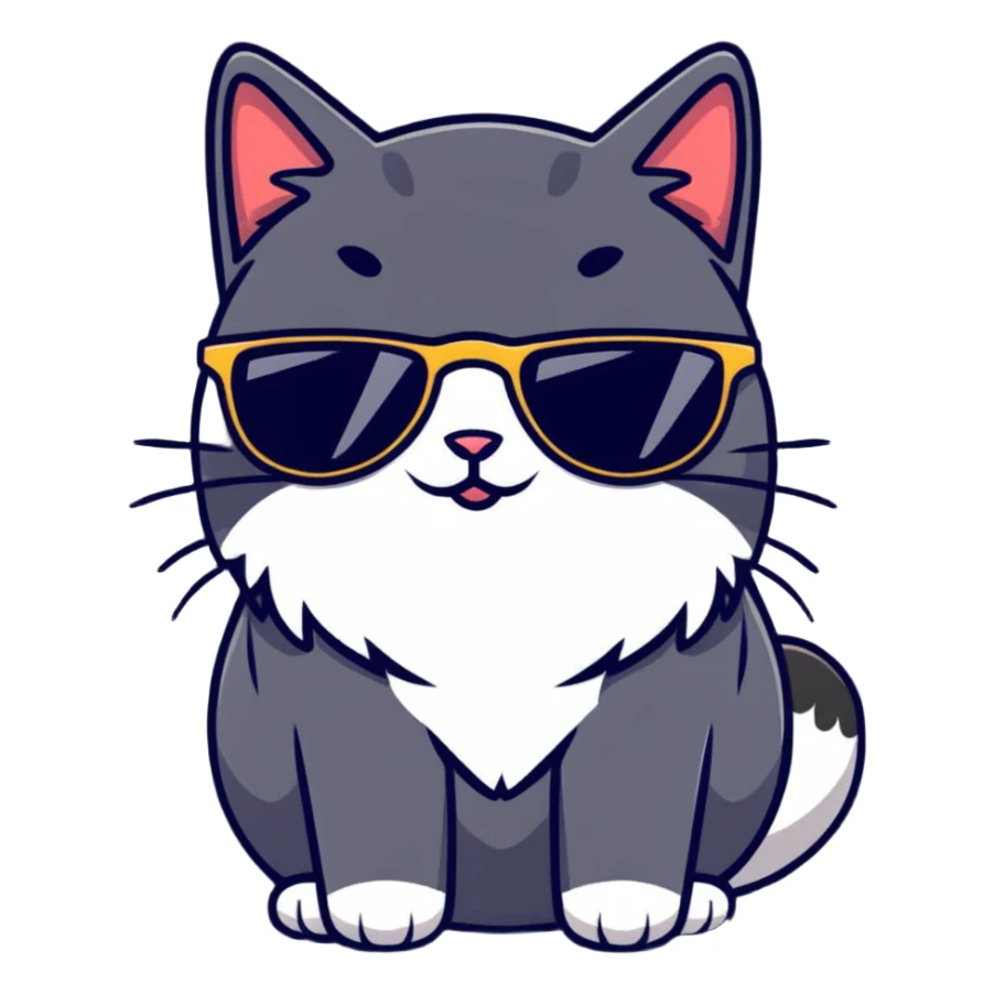 Cat with sunglasses sticker