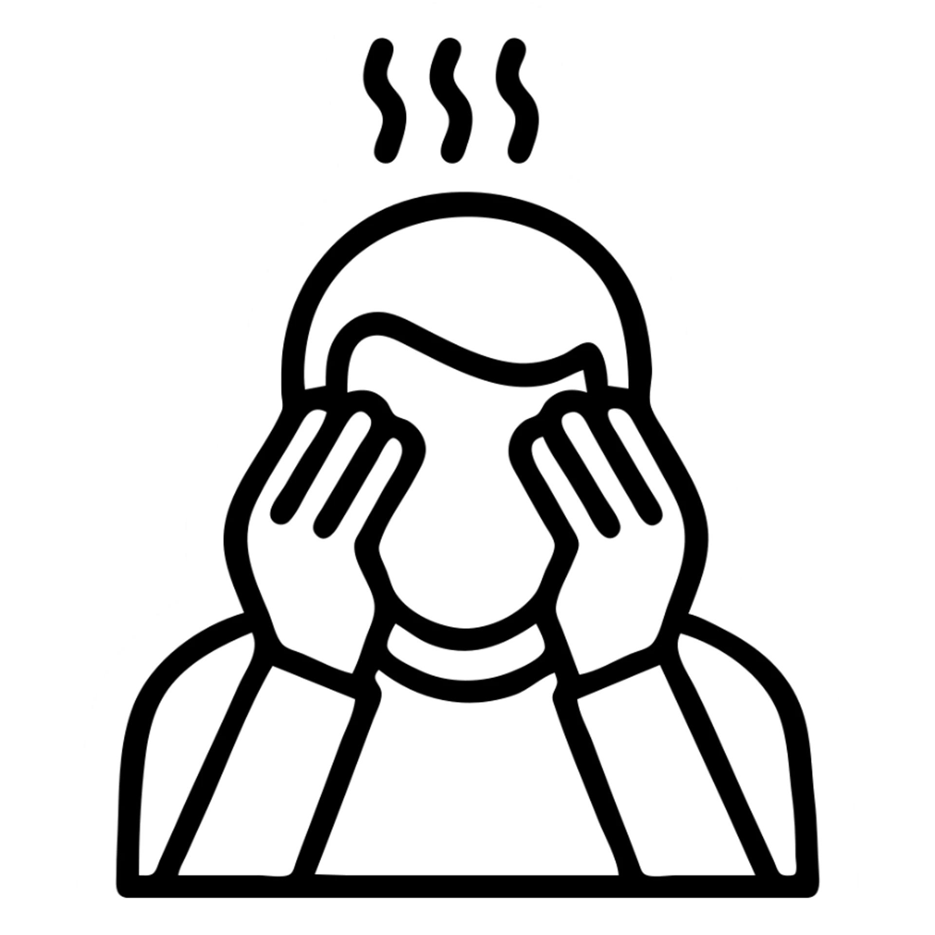 frustrated man, minimalist icon, head in hands, simple lines sticker