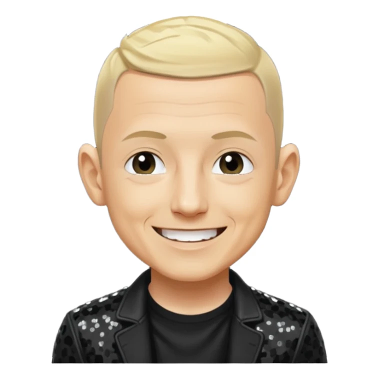Chester Bennington from Linkin Park with blonde hair, black sequin outfit sticker