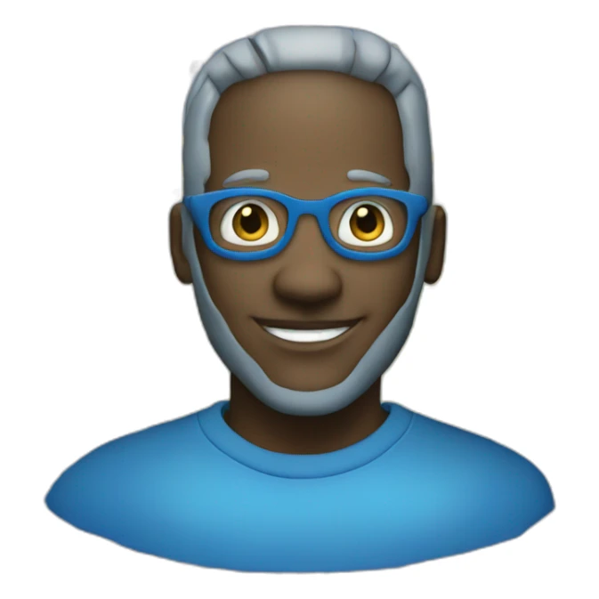 Blue old school avatar logo, all blue, blue circles, 1990s web avatar sticker