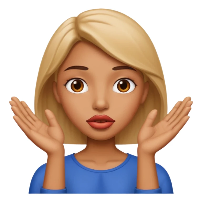 I want an emoji with big lips and hands with an judging vibe sticker