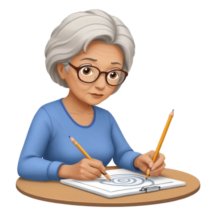 Older woman sketching in spiral pad sticker