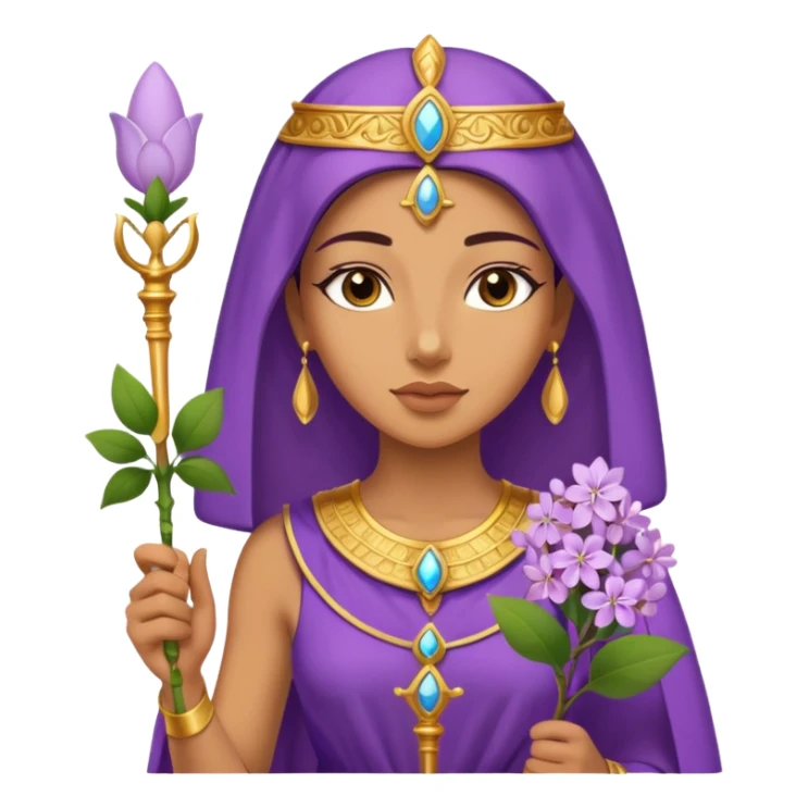 woman, Egypt, lilac flower, scepter sticker