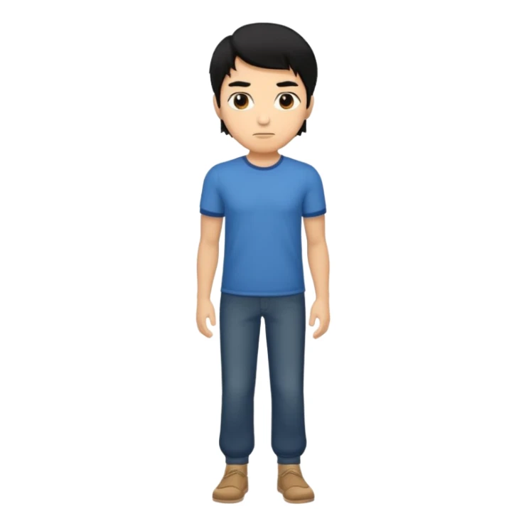 The man black hair and black eyes full body sticker