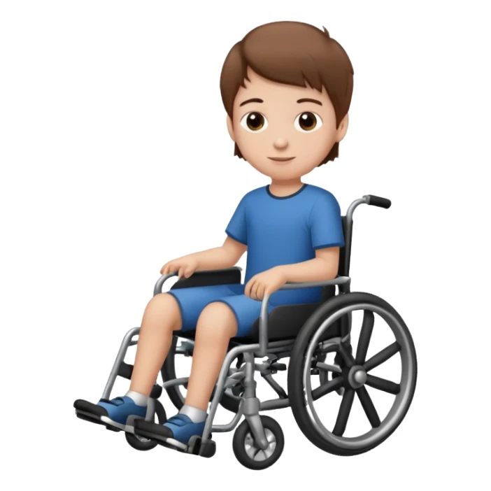 a disabled kid next to his wheelchair sticker
