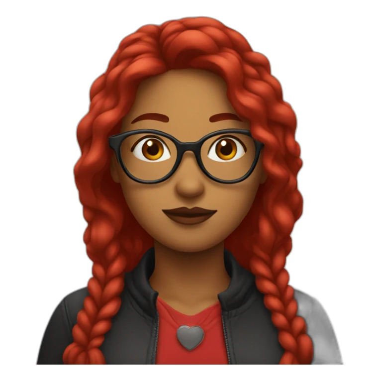 red woman with glasses kiss sticker