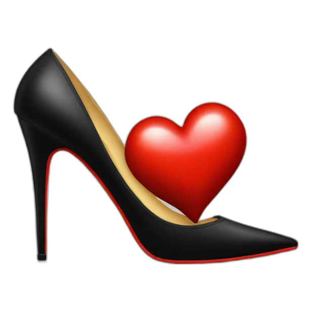 A red heart emoji pierced with a black high heel stiletto sticker