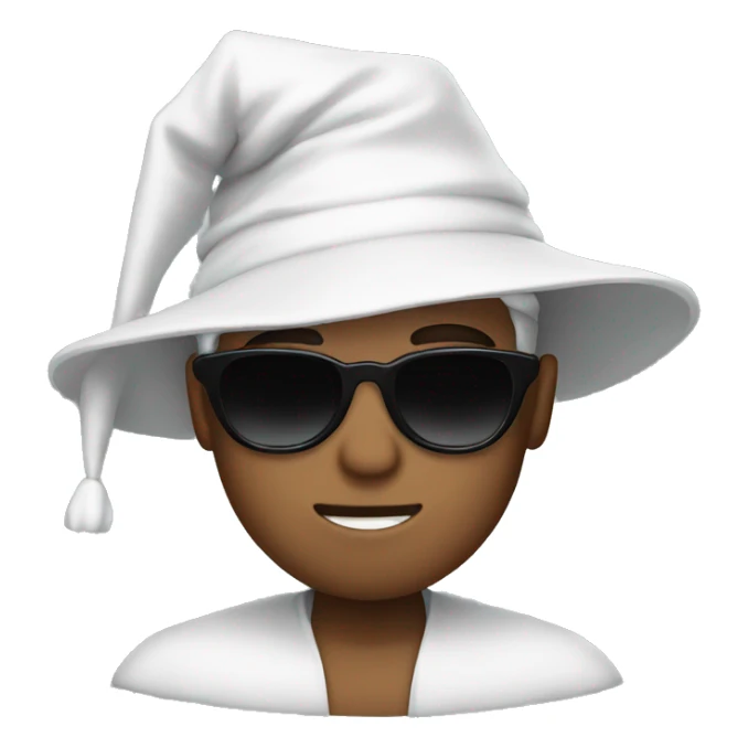 White boy with sunglasses wearing a black wizard hat sticker