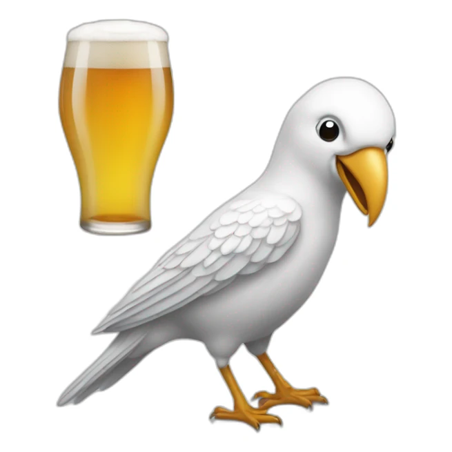 Un oiseau blanc qui boit une beer sticker
