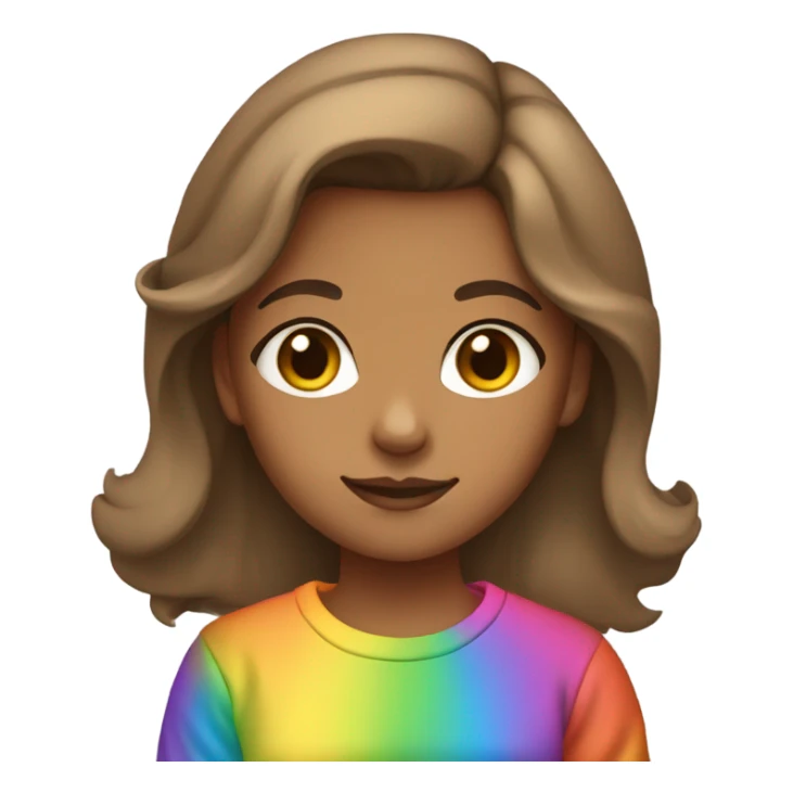 Brown hair girl tan skin faces rainbow sweatshirt sticker