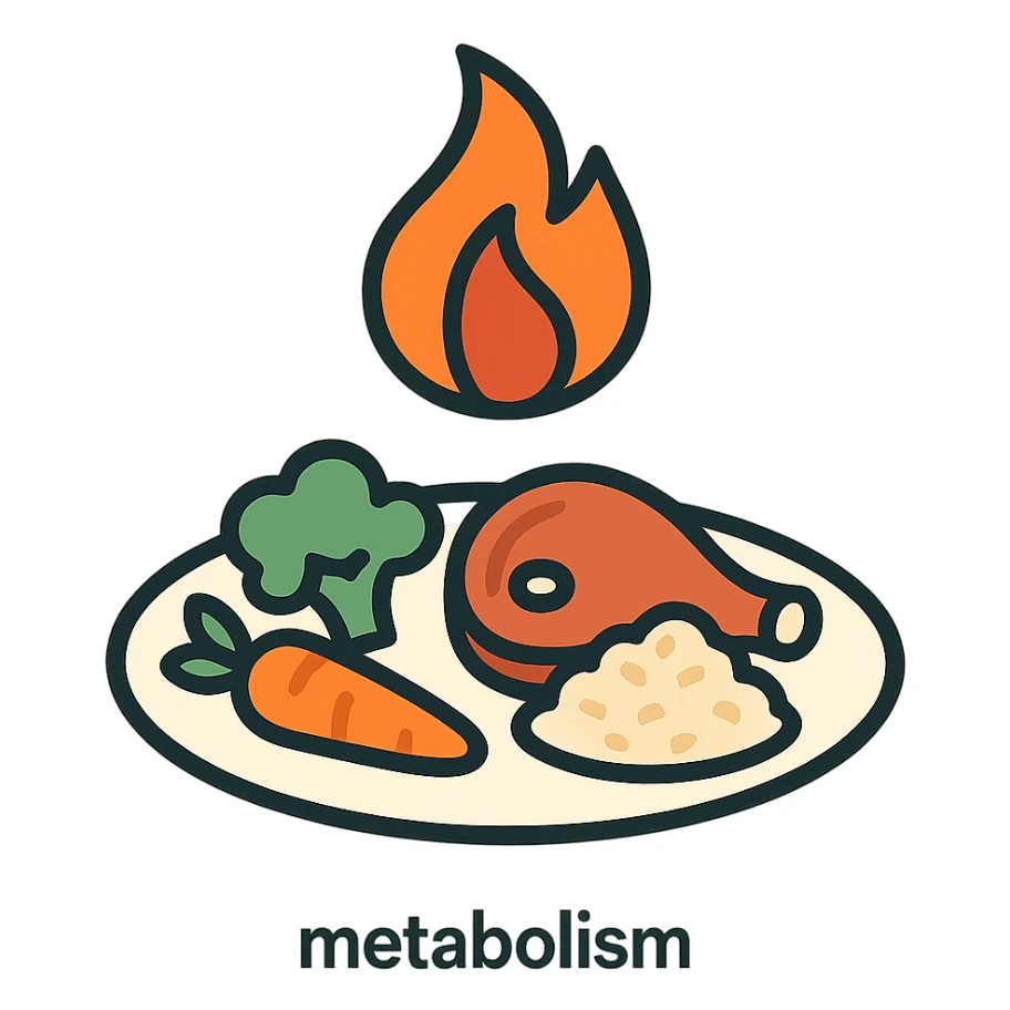 fiamma su cibo, metabolismo  sticker
