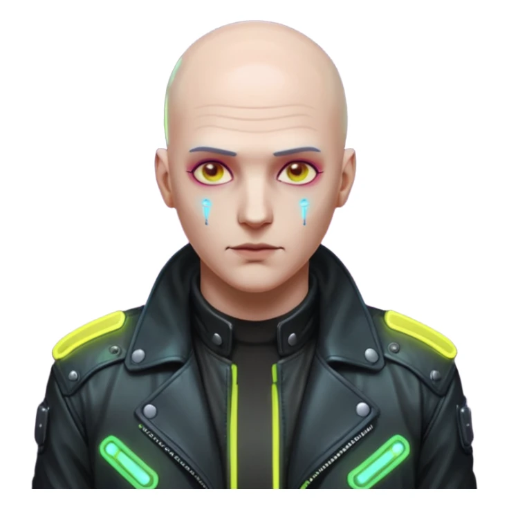 cyberpunk man whihout hair sticker