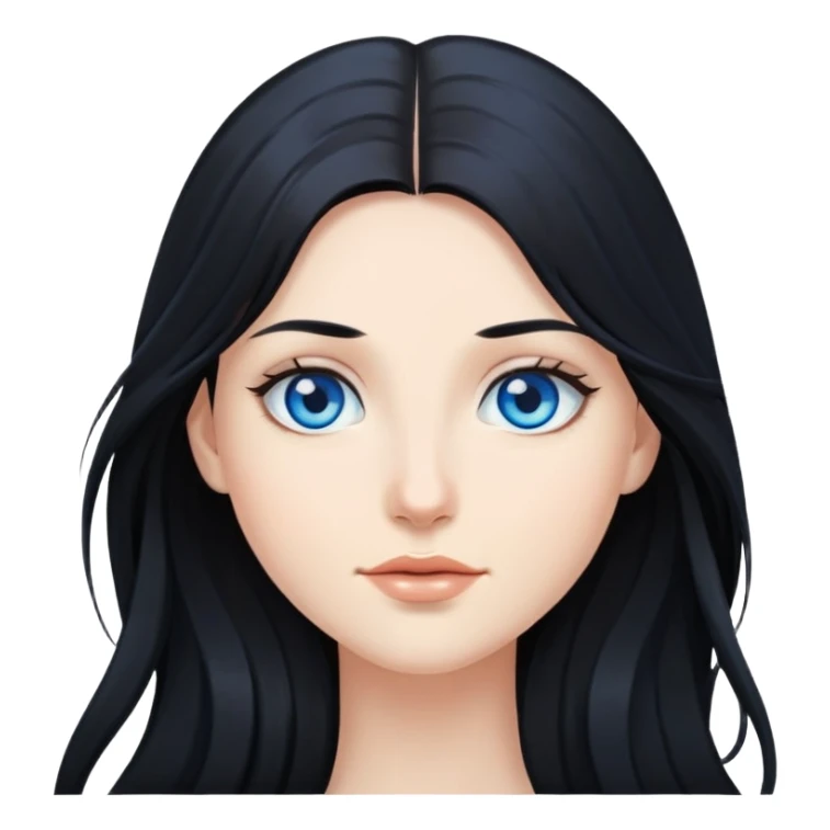 Posing long black hair blue eyes beautiful  sticker