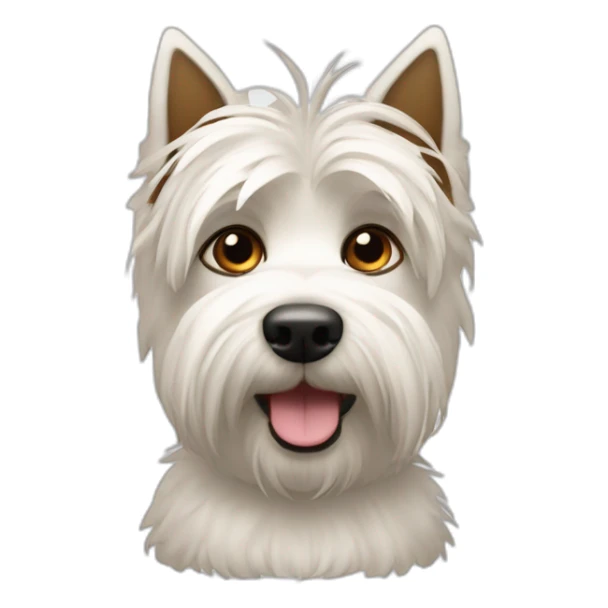 Hombre de pelo castaño de punta con westie sticker