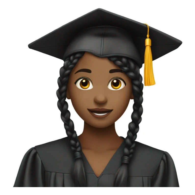 black girl with black braids with a graduation cap on sticker