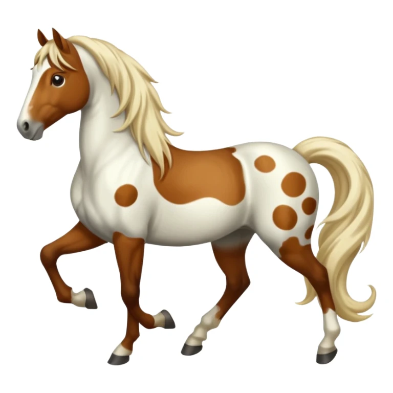 A horse in white with brown spots and a long mane sticker