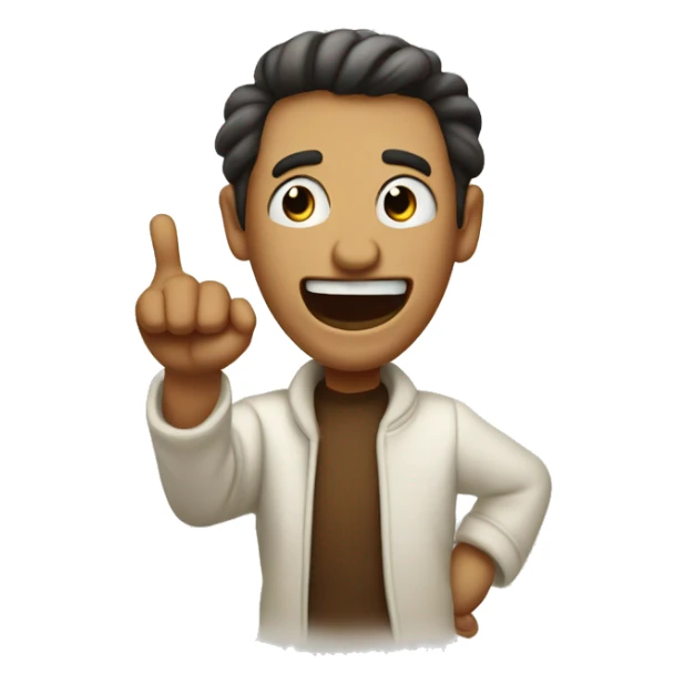 somone projecting their voice saying "boo" with a thumbs do sticker