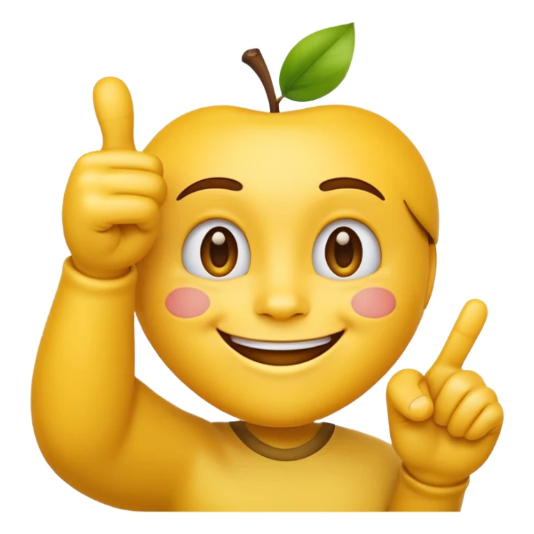 Classic apple style yellow emoji face smiling with hand in frame with their thumb and pointer finger crossed sticker