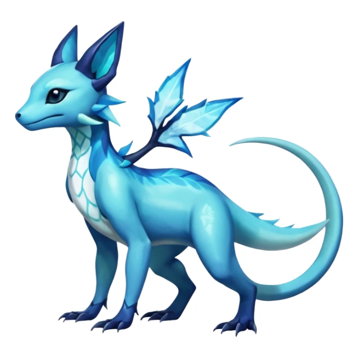 Anthropomorphic Shiny White Iridescent Colorful Dark Shiny Exotic Salandit-Aurorus-Glaceon-Fakémon-hybrid-creature (full body)  sticker