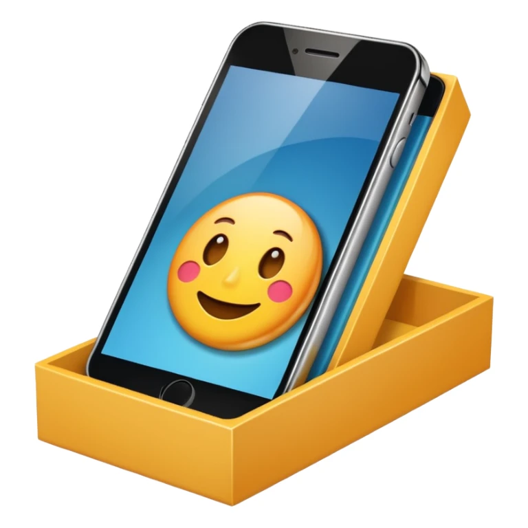 new mobile phone partially visible in an open box sticker