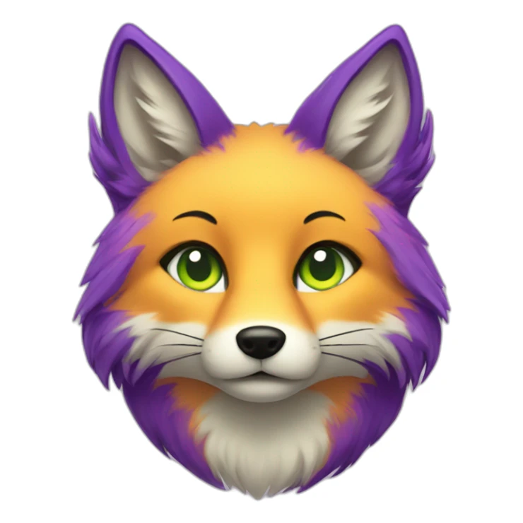 purple yellow fox furry green eyes sticker