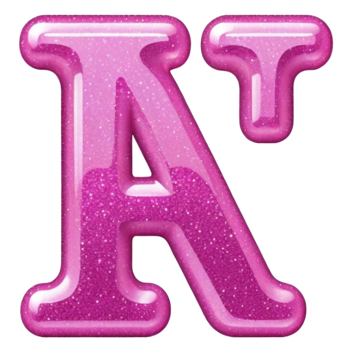 the letter I in pink glitter bubble letters sticker