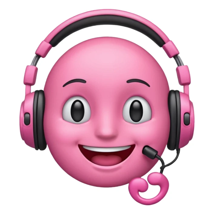 Create a pink happy emoji who listens to music sticker