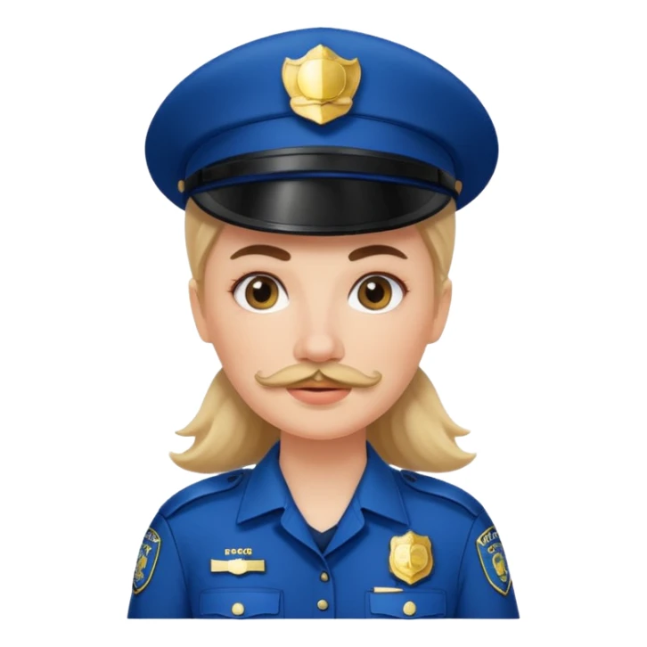 white woman with mustache wear police's uniform sticker