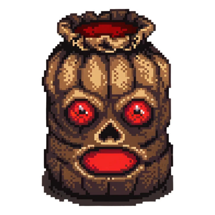 terrifying burlap sack face with glowing red eyes sticker