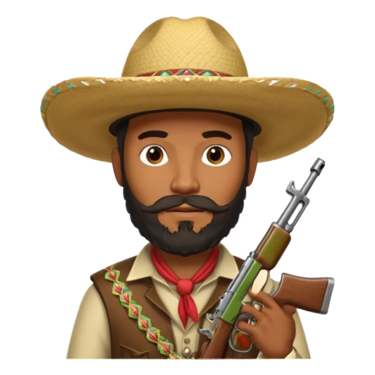  black cowboy with full beard, sombrero and a ak47 up sticker